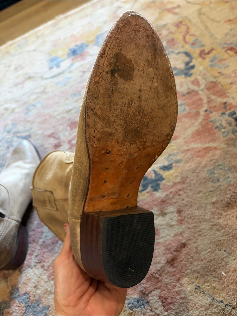 Frye Tan Suede Ankle Cowboy Boots - Picture 4 of 4